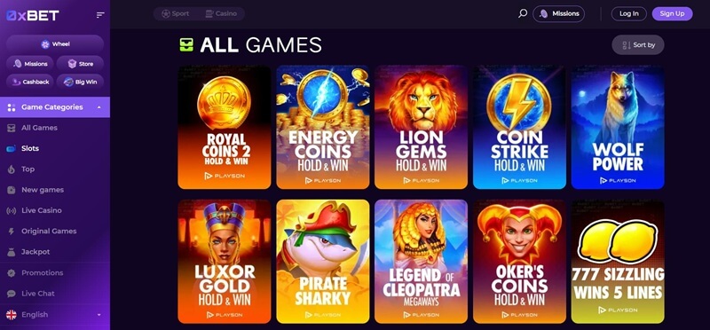 0xBET Playson slots