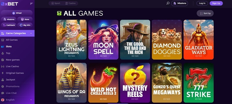 0xbet – Speel Red Tiger Gaming gokkasten anoniem