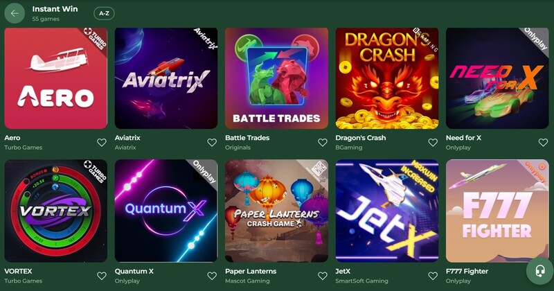 Betsixty Instant win games en crash games