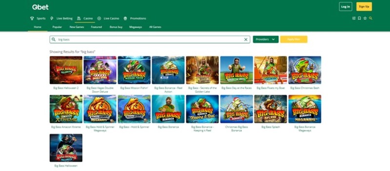 Big Bass Bonanza en andere gokkasten bij Qbet
