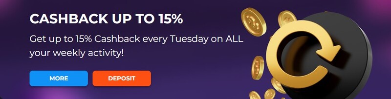 Cashback tot en met 15 bij Cusco Casino