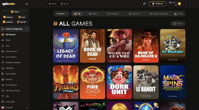 Casino spellen bij Spinstar