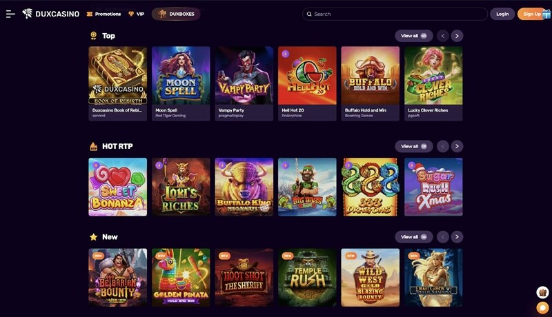 Casinospellen bij Dux Casino