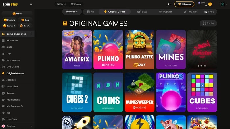 Crashgames en originele games bij Spinstar