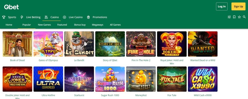 Gokkasten van tal van providers bij Qbet