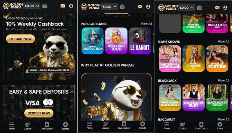 Golden Panda app/mobiel