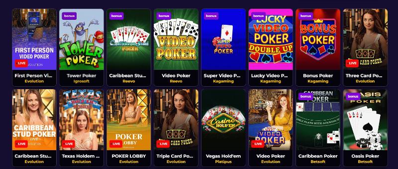 In het live casino kun je poker spelen tegen het huis