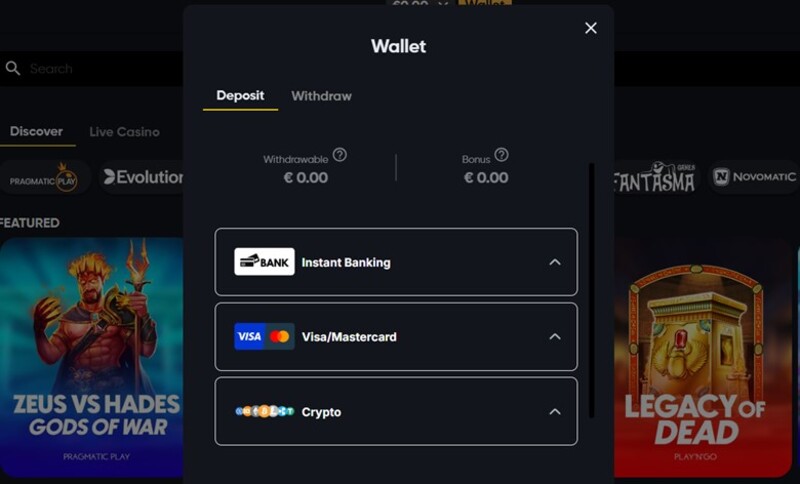 Instant Casino betaalopties