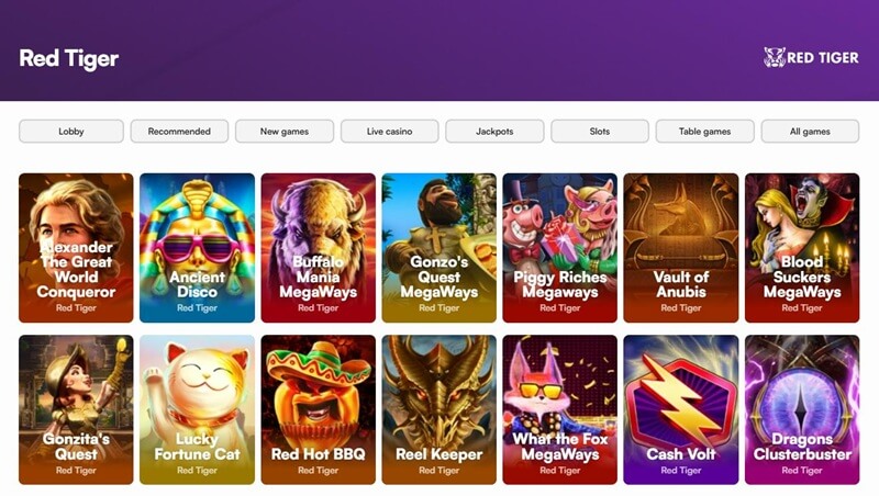 Instaspin – Tientallen Red Tiger Gaming slots en een hoge bonus