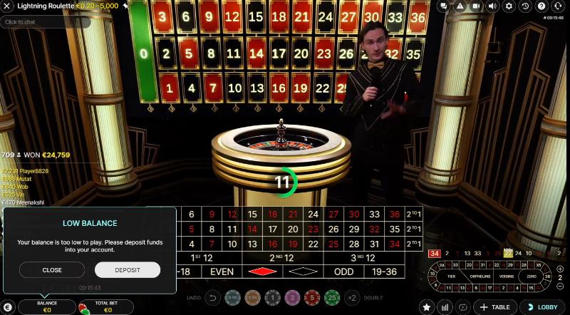 Lightning roulette van Evolution Gaming