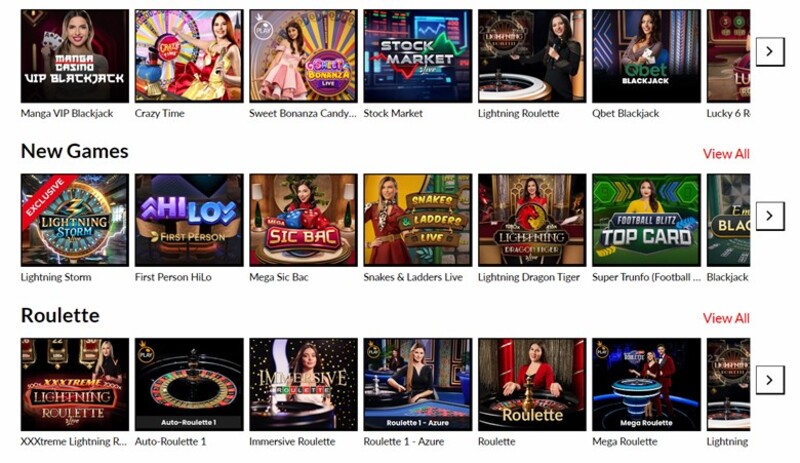 Live casino games bij Manga Casino
