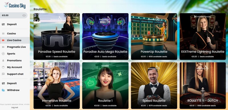 Live roulette bij CasinoSky
