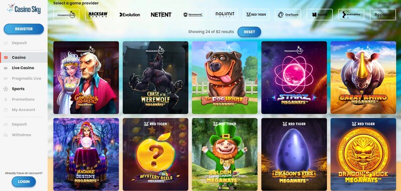 Megaways slots bij Casino Sky