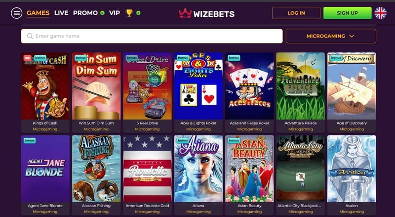 Microgaming slots bij Wizebets Casino
