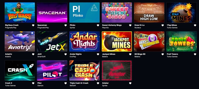 Mini Games bij Hash Lucky
