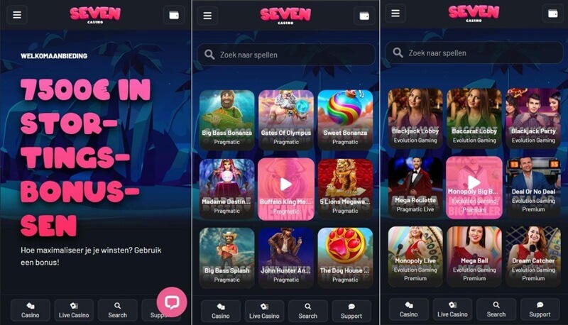 Mobiele ervaring bij Seven Casino