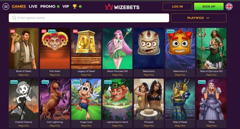 Play n Go gokkasten bij Wizebets