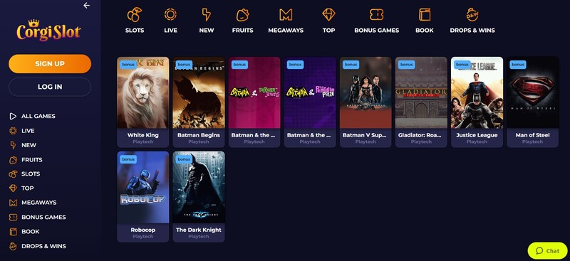 Playtech slots bij CorgiSlot