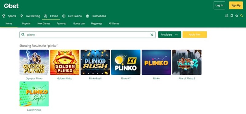 Plinko bij Qbet