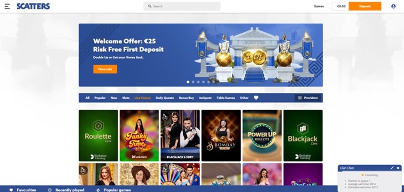 Scatters Casino beginpagina