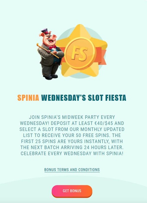 Spinia Wednesday's slot fiesta