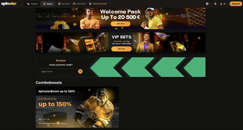 Spinstar Casino Bonussen voor sport