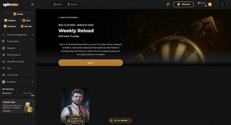 Spinstar Casino Weekly reload