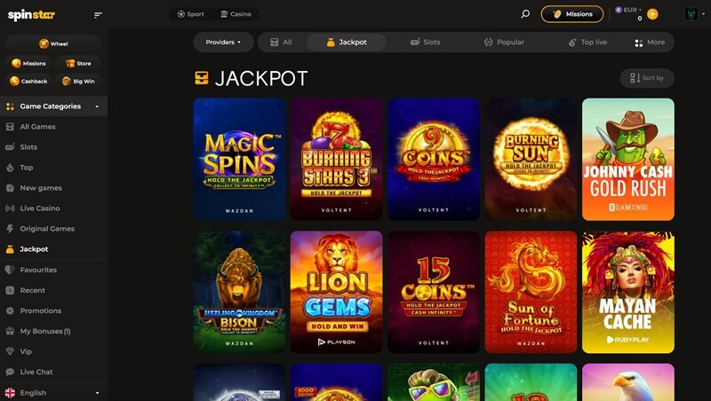 Spinstar Jackpotspellen