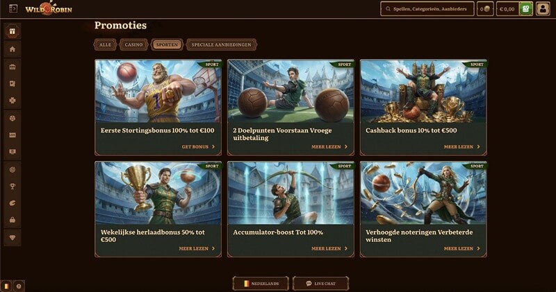 Sport welkomstbonus Wildrobin