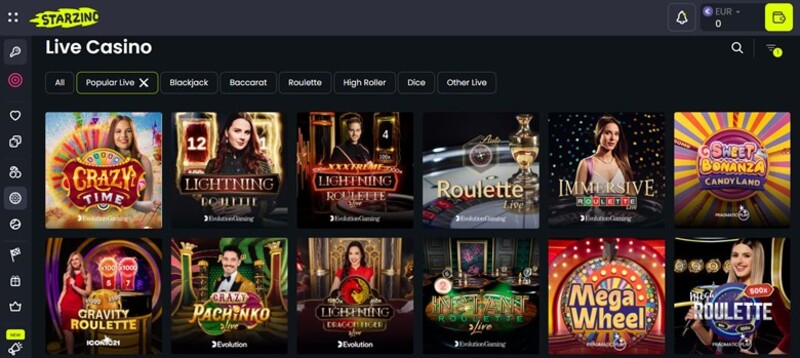 Starzino Live casino