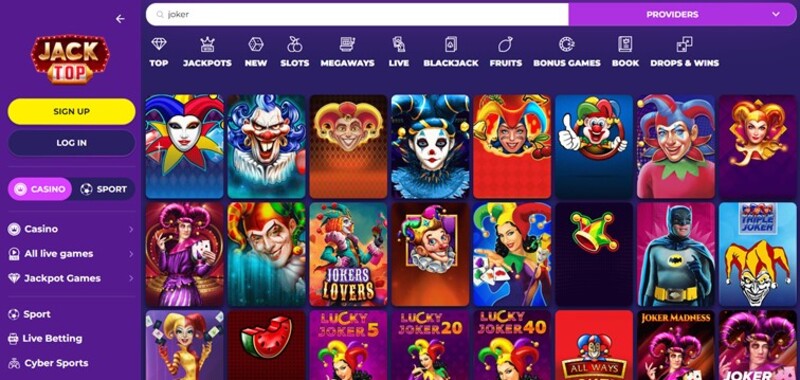 Verschillende Joker gokkasten bij JackTOP