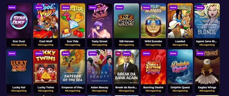 Verschillende Microgaming gokkasten bij FgFox