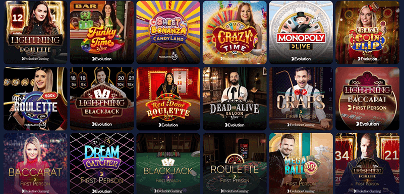 Verschillende live casino spellen bij Boomerang