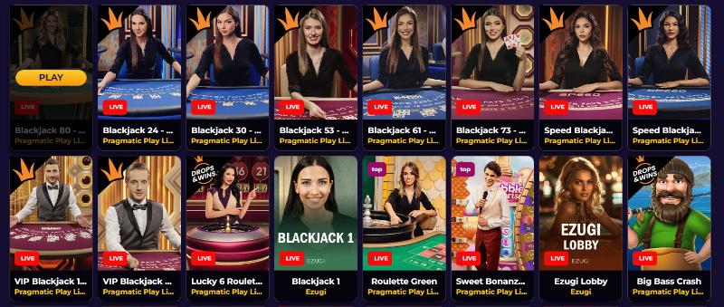 Verschillende live casino spellen om uit te kiezen bi FgFox