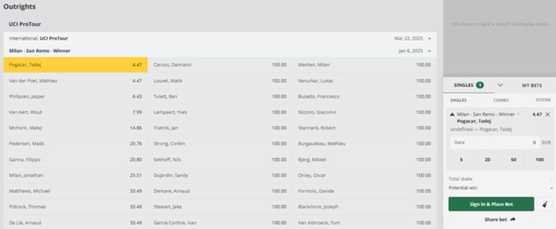 Wielrennen bookmakers