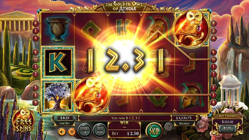 Winst bij the Golden Owl of Athena van Betsoft