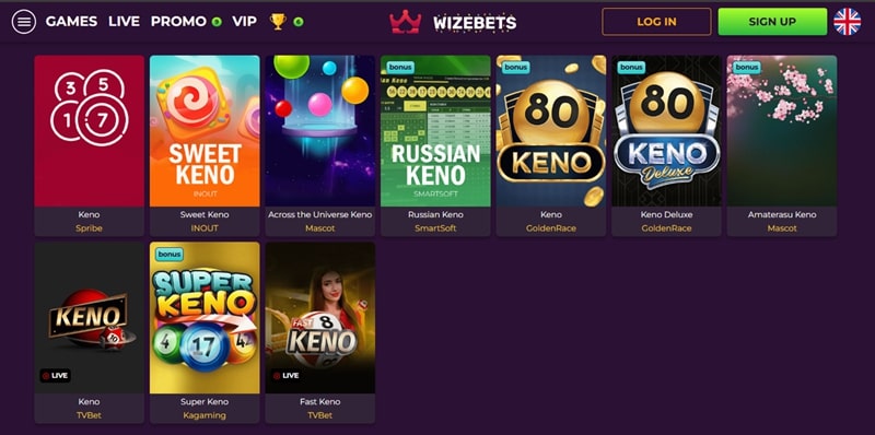 Wizebets- Beste Keno casino met grote bonus!