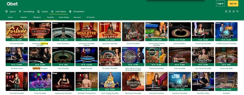 QBet – Speel Lightning Roulette bij dit casino en krijg cashbacks
